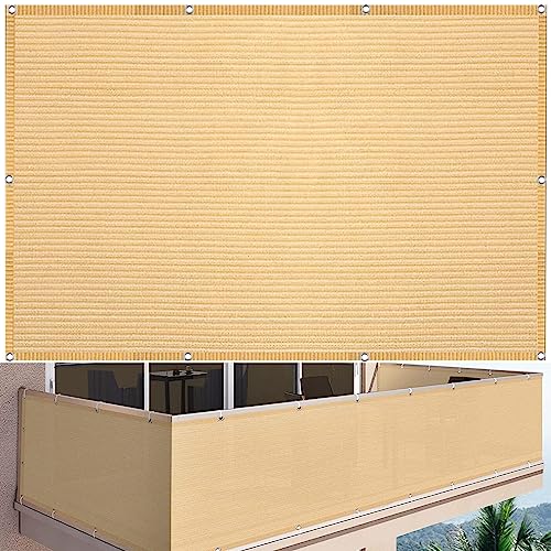 YANHONG Recinzione Copertura per Balcone Giardino 140x850cm(55x335inch) Recinzione Copertura Schermante per Balcone Privacy Resistente alle intemperie per Balcone da Giardino, Color Crema