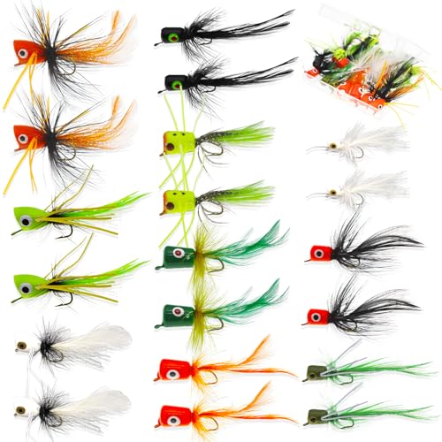 Fly Fishing Poppers Topwater Dry Flies Lures for Bass Trout Panfish