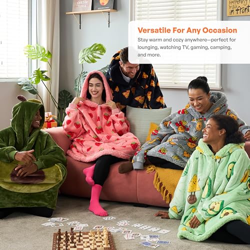 Image of Giggling Getup Wearable Blanket Hoodie for Women and Men Sherpa Fleece Hooded Blanket Sweatshirt Warm Cozy Sherpa Wearable Throw Oversized Hoodie with Giant Pocket & Sleeves for Adult Avocado