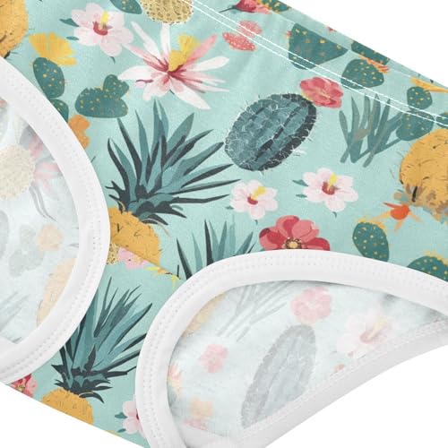Wusikd Cacti Pineapples Girls' Underwear Cotton Flowers Girls Briefs Soft Toddler Underwear 2T4