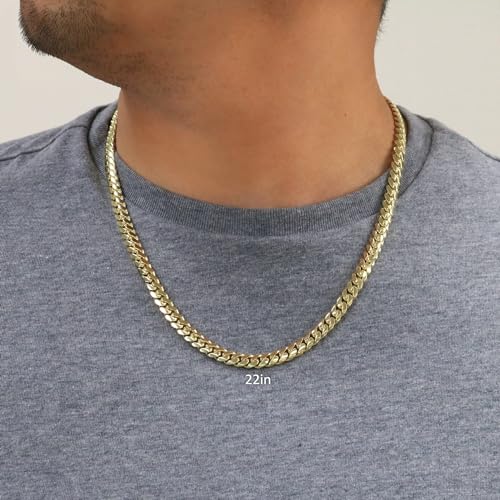 Nuragold 10k Real Yellow Gold Solid Miami Cuban Link 7mm Chain Necklace (20"-30") Italian Jewelry for Men2