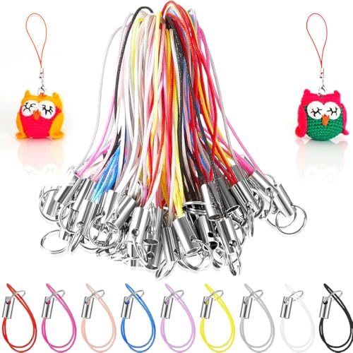 OQKAHIV 50 Stück Phone Lanyard Strap, Einfache Handy Lanyard Strap, Mobile Phone Pendant Loops with Carabiner, Phone Ring Strap, Mobile Phone Charm Cord for Pendents, Key Pendant, Farben mischen