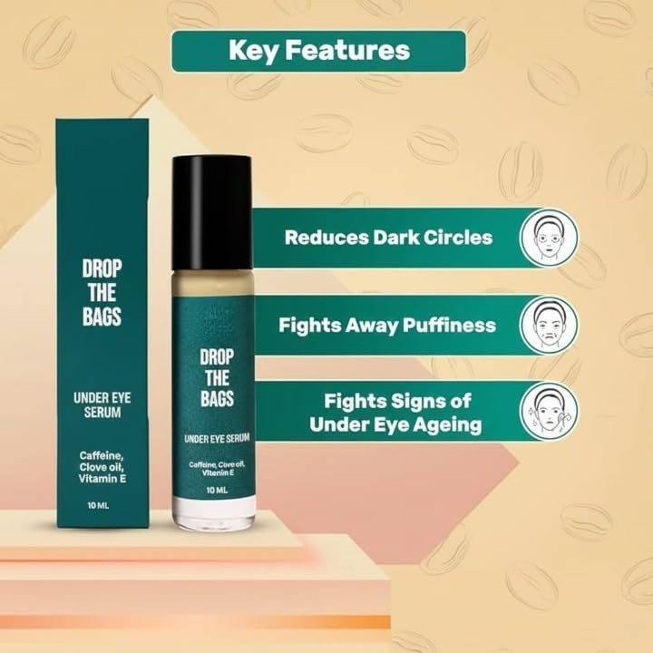 Drop the Bags Under Eye Serum for Dark Circles for Women & Men with Caffeine, Clove Oil & Vitamin E helps Reduce Dark Circle, Puffiness, Finelines - 10ml