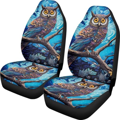 Housse de sièges auto hibou 52x138cm motif chouette élastique universelle