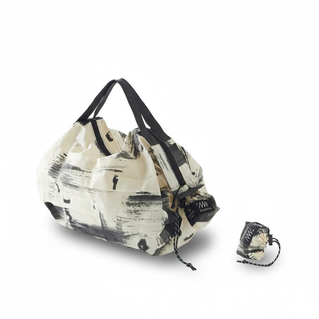 [Marna] Shupatto S501HW Packable Bag (8L/White Birch) with Zipper, Spat Eco Bag, Foldable, Compact, Small, Folding Bag, Tote Bag : Clothing, Shoes & Jewelry