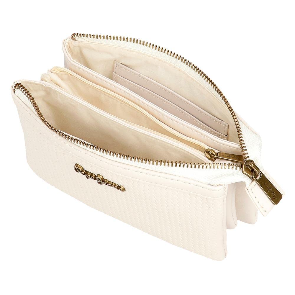 Pepe Jeans Lena Monedero Tres Compartimentos Blanco 17,5x9,5x2 cms Piel sintética