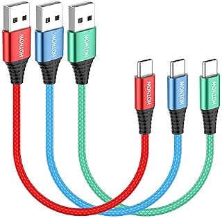 HOTNOW Short USB C Cable 0.3m 3pack, 30cm Portable USB-C Charger Nylon Braided Fast Charging Cord for Samsung Galaxy S10 S9 S8 Plus Note 9 8,Power Bank and Other Type c Devices