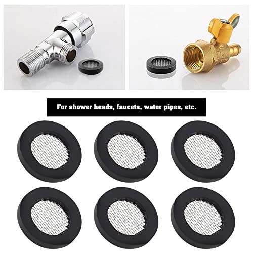YINETTECH 50PCS Stainless Steel Filter Garden Hose Washer Seal O Ring Gasket Water Faucet Rubber Washer with 40 Mesh for 3/4 Inch Garden Hose Water Faucet Shower Head - Image 3