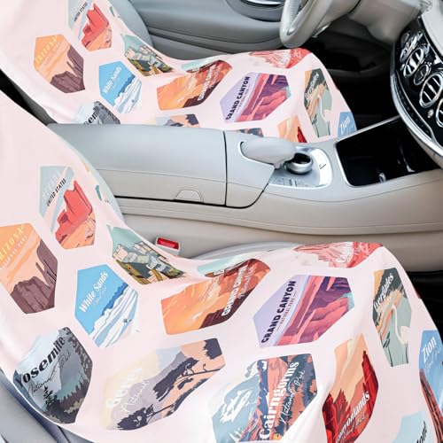Image of 1 Pack Car Seat Towel Cover with Storage Bag, Multi National Parks Style