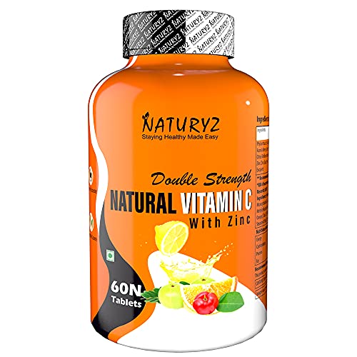 Naturyz Double Strength Natural Vitamin C & Zinc Supplement 1250 mg with Amla, Acerola Cherry, Citrus Bioflavonoids for Immunity Support & Skincare (60 Vegetarian tablets) Naturyz Double Strength Natural Vitamin C & Zinc Supplement 1250 mg with Amla, Acerola Cherry, Citrus Bioflavonoids for Immunity Support & Skincare (60 Vegetarian tablets)