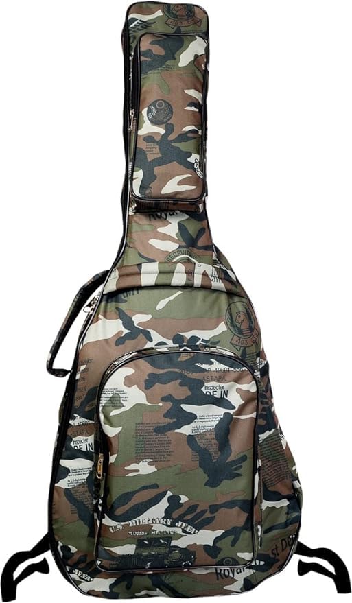 Grow wings Heavy Padded Guitar Bag with Cover Fender Soft Fabric 40 Inch (Army), Brown-image-44