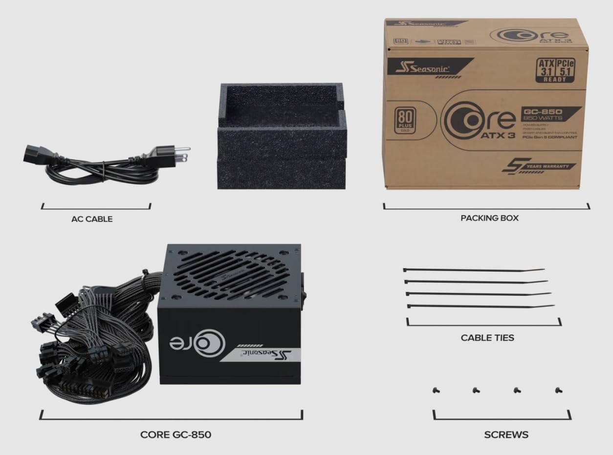 Seasonic Zasilacz sieciowy 850 W Core GC-850 ATX3 (80+złoty)