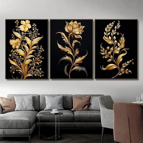 Affiches et impressions sur toile de blé fleurs dorées décoration murale maison 60x80cm
