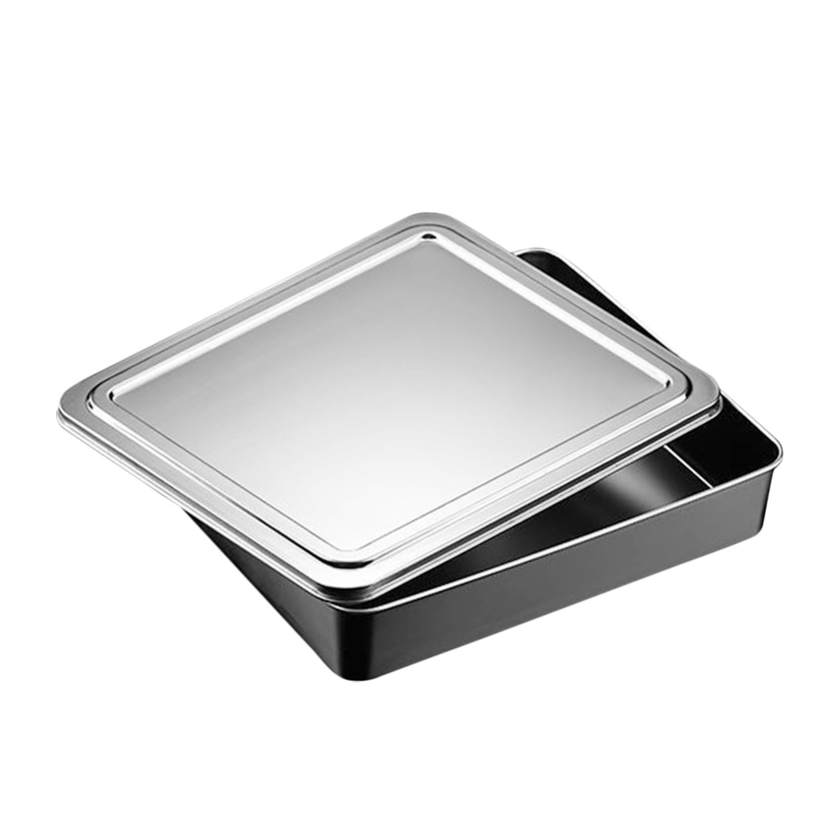 DOITOOL Molde Rectangular de Tiramisú de Acero Inoxidable con Tapa, Plata