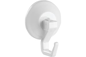 Set of 2, White iDesign Power Lock Suction Cup Bathroom Shower Hooks for Loofah