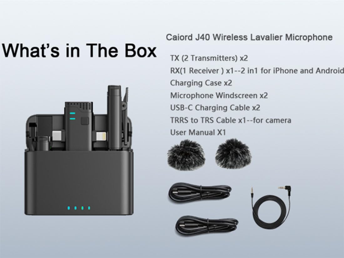 2 Pack Professional Wireless Lavalier Microphone for iPhone iPad Android with Charging Case Noise Reduction Plug-Play Clip on Lapel Mic for Video Recording Vlogging, YouTube, Interview, Live Streaming: Metallic