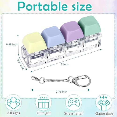 Image of Keyboard Fidget Toys Keychain - Stress Relief Fidget Clicker with Keyboard Key Sounds, Portable Fidget Toy for Focus & Anxiety Relief, Includes 4 Extra Replaceable Keycaps