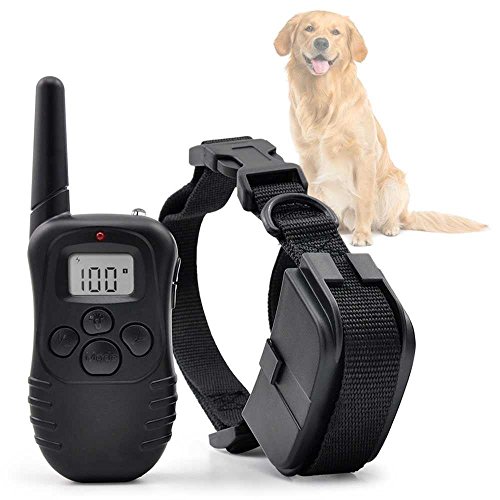 Ociodual Collar de Adiestramiento para Perros Vibracion y Pitido, Antiladridos/Entrenamiento con Mando 300 Metros