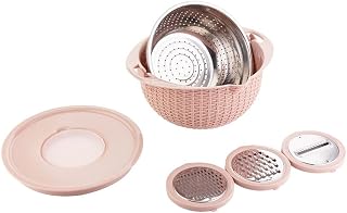 MQODLFP Coladores y Coladores de Alimentos Colador de Pasta Colador de Arroz Limpiador para Frutas, Lavado Escurridor de Ensalada, Coladores para Cocina Fácil de Instalar, Fácil de usar, Rosa
