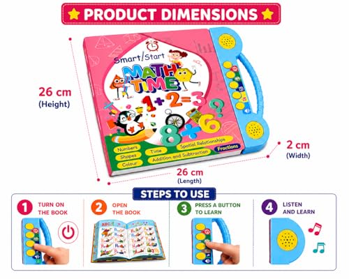 Image of Braintastic Math Time Interactive Sound Book for Kids | Educational Learning Book with Sound Buttons | Numbers, Shapes, Time, Addition & Subtraction Learning Toy for Toddlers & Preschool Children