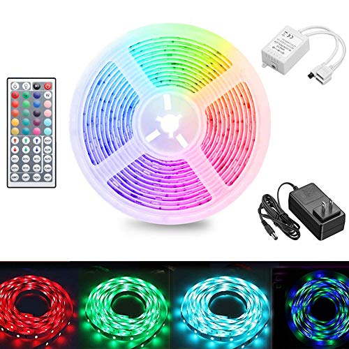 RGB led Strip Lights for TV,Bedroom Lights Luces led Color Changing led Strip Lights neon Lights 44 Keys Color Changing Waterproof led Wall Lights 300LED 5m for Home