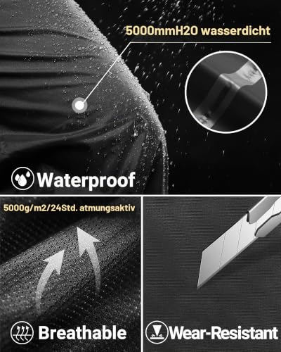 33,000ft Regenhose Herren Wasserdichte Hosen mit Seitlichem Reißverschluss – Bild 3