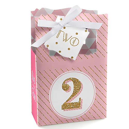 Big Dot of Happiness Two Much Fun - Girl 2nd Birthday Party Favor Boxes Set 12