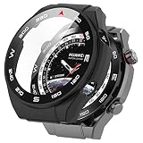 Case for Huawei Watch Ultimate,Straight Edge PC Front & Back Bumper with Tempered Glass Screen Protector 360 Protective Cover for Huawei Watch Ultimate