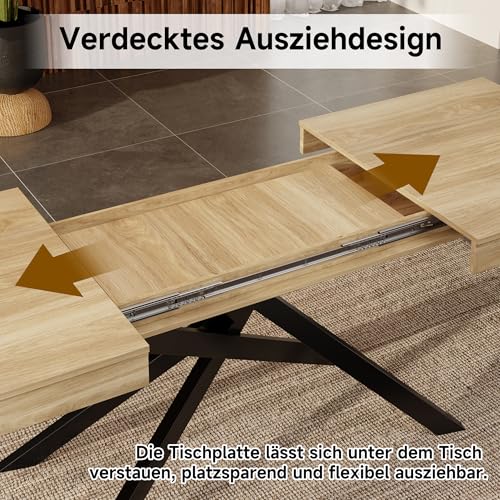Table à manger extensible 140/180x80 cm bois et métal rectangulaire - 4