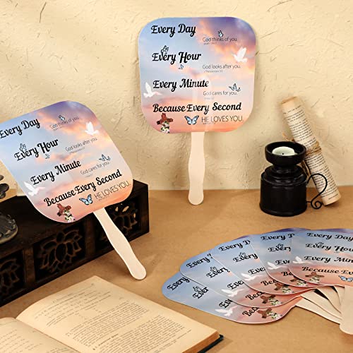 Image of Sherr 25 Pcs Christian Fans Bulk Religious Church Handheld Fans the Lord's Prayer Parlor Church Favors Gift