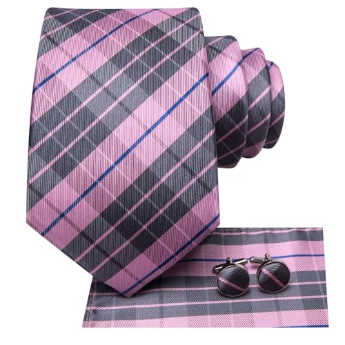 Image of Dubulle Silk Ties Set for Men Formal Paisley Striped Necktie Pocket Square Cufflinks 3PCS Sets Wedding Business Party
