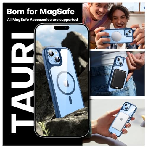 Image of TAURI for iPhone 14 Plus Case, Compatible with MagSafe, Blue