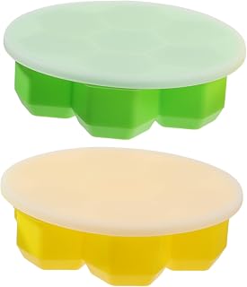 Zerodeko 2pcs Creative Silicone Honeycomb Ice Molds with Cover for Easy Release Bpa- for Ice Cubes Desserts Diy Projects Green Yellow