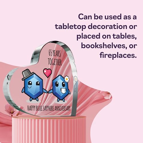 65th Anniversary Plaque Gifts for Wife Husband, Happy Blue Sapphire Anniversary - Image 3