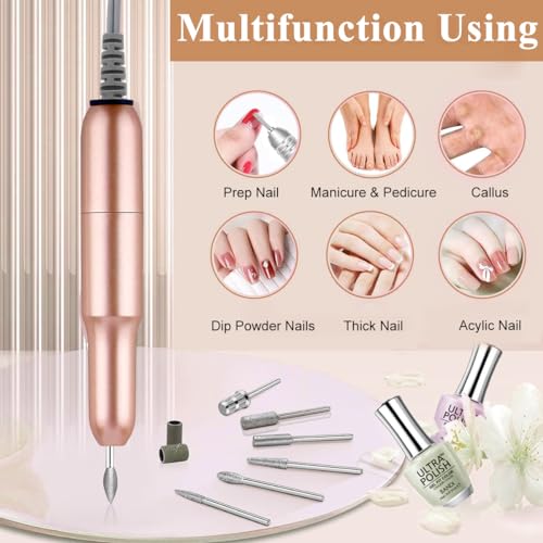 MAYCREATE® Electric Nail Drill File Professional Nail Drill Machine Kit Manicure Pedicure Tools Polishing Set with 6 Nail Drill Bits & Sanding Paper - Image 4