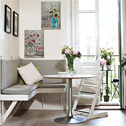 Tisoso Sunflower Retro Vintage Tin Sign Rustic Country Home Decor For Kitchen, Bathroom 2Pcs-7.8X11.7Inch #TOP7
