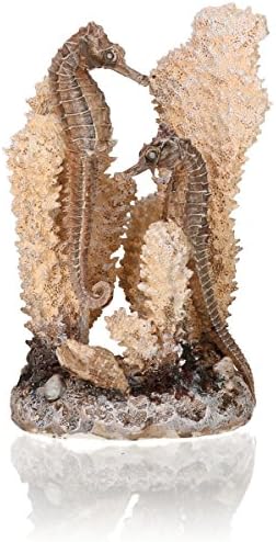 biOrb Small Seahorse Sculpture, Ceramic Resin Centerpiece for Freshwater and Marine Aquariums, Beige/Tan