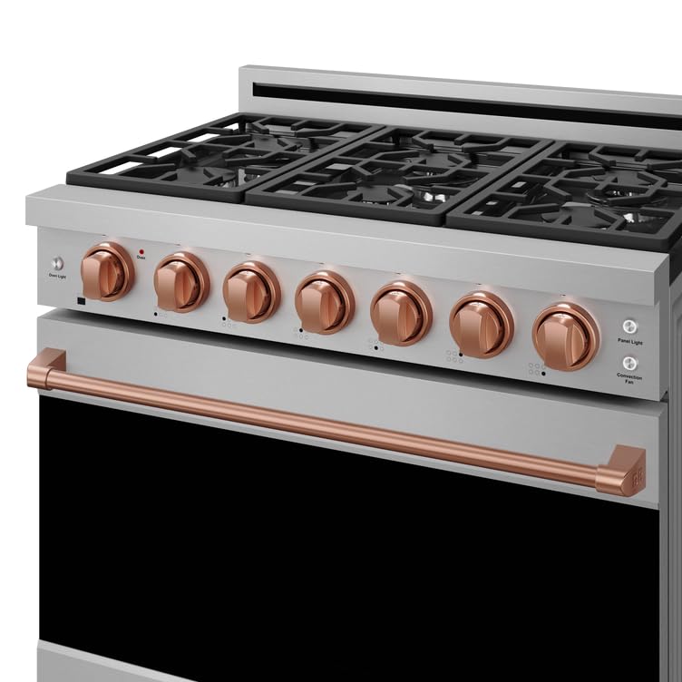 Image of Gordon Ramsay by THOR Kitchen 36-Inch Professional LP Range with Precision Knob Control in Stainless Steel and Rose Gold