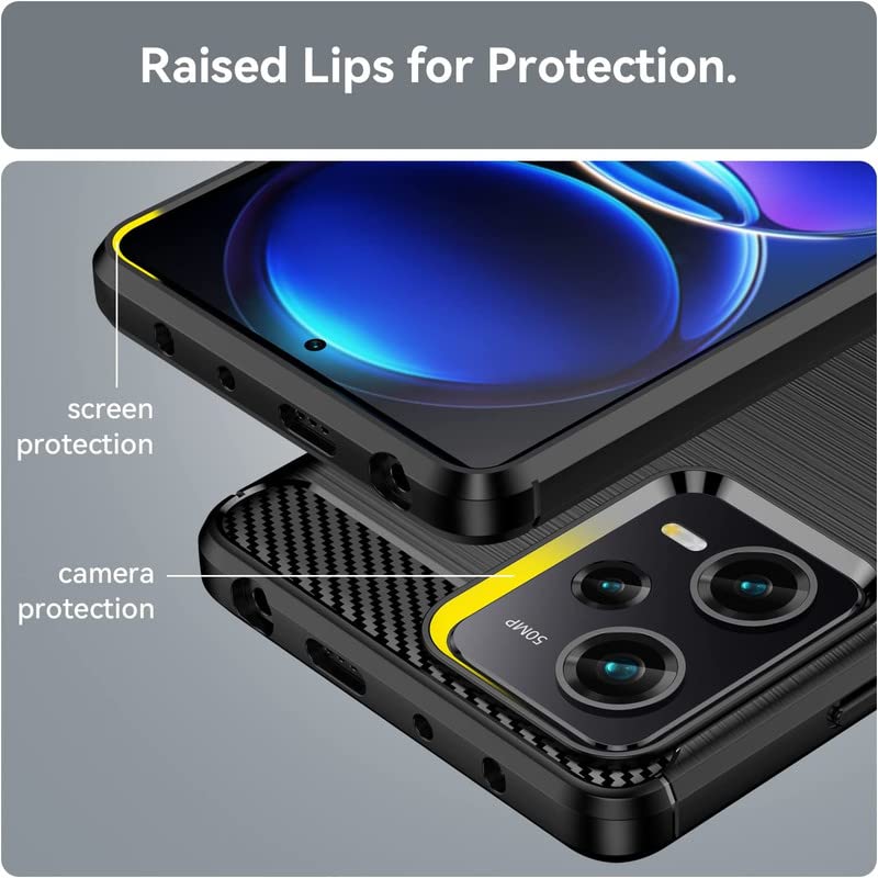 Image of NPRC Hybrid Ultra Slim Protective Case TPU Non-Slip Carbon Fiber Texture Shockproof Case Cover for Redmi Note 12 Pro Plus - Black