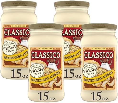 Classico Roasted Garlic Alfredo Pasta Sauce (15 oz Jar) (Pack of 4)