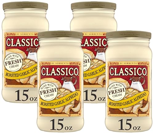 Image of Classico Roasted Garlic Alfredo Pasta Sauce (15 oz Jar) (Pack of 4)