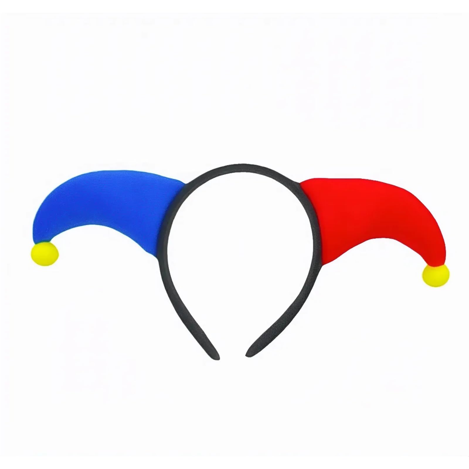 XNFUOE Halloween Red Blue Clown Headband Funny Joker Accessory for Fancy Dress Villain Costume Headpiece Carnival Halloween Party Cosplay