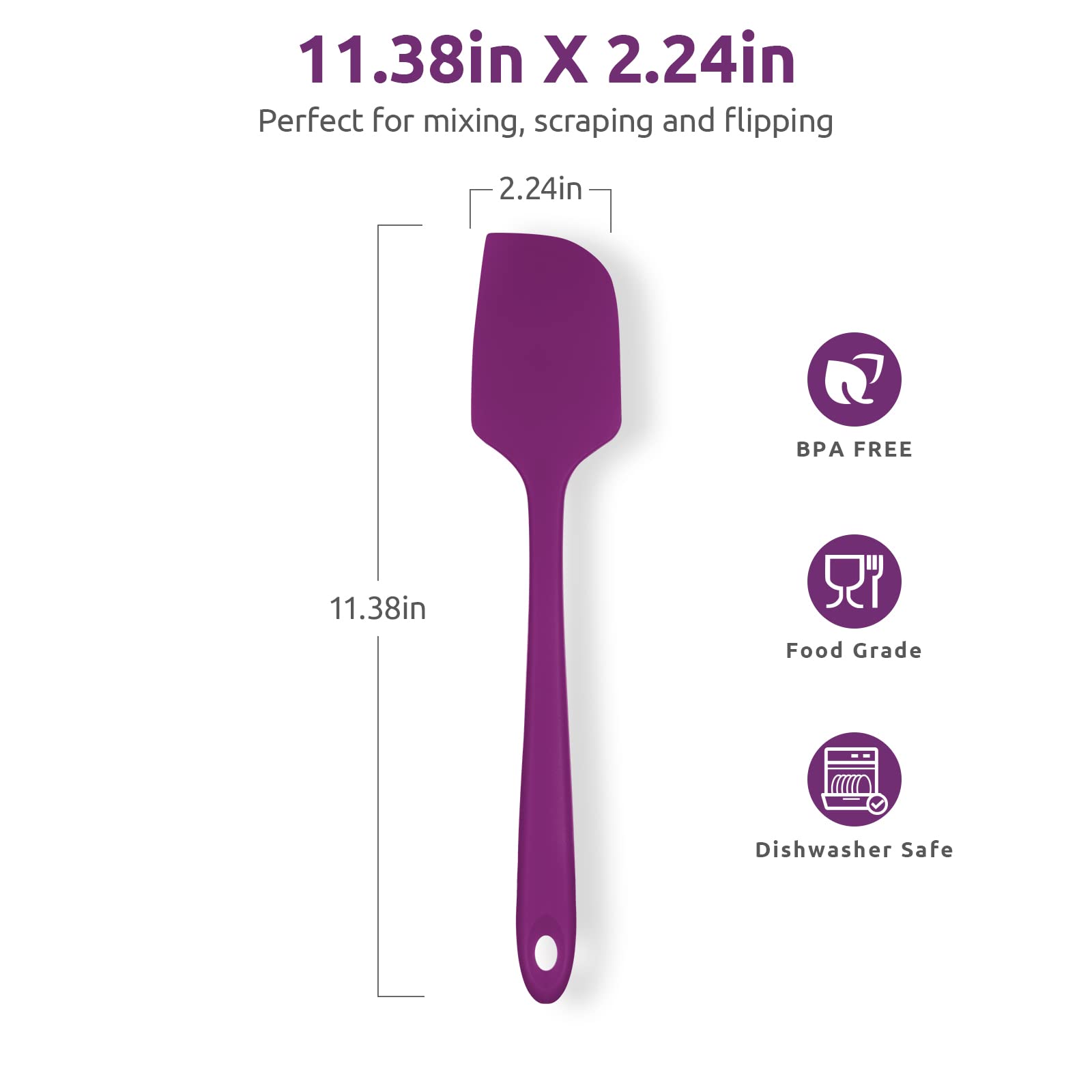 U-Taste Large Silicone Spatula: 250℃ Heat Resistant Non-Stick Flexible Seamless Scraper - Image 2