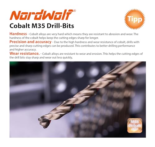 NordWolf M35 Cobalt Hex Shank Drill Bit Set
