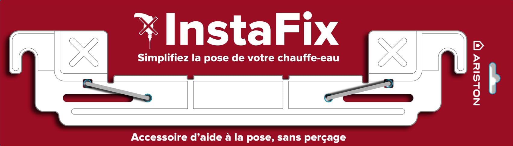 Ariston INSTAFIX, Support Mural Sans Perçage pour Chauffe-Eau Électrique Ariston, Compatible VELIS - LYDOS - PRO1, Conçu et fabriqué pour être installé en France