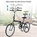 Goplus 20'' Folding Bike, 7 Speed Shimano Gears, Lightweight Iron Frame, Foldable Compact Bicycle with Anti-Skid and Wear-Resistant Tire for Adults (Curved Crossbar)