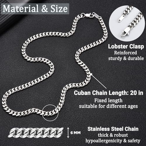EPIRORA Cuban Link Chain Gifts for Men Boys, 6MM Stainless Steel Mens Cuban Necklace Birthday Christmas Valentines Day Anniversary Presents Jewellery Gifts for Son Grandson Nephew Boyfriend Friend3