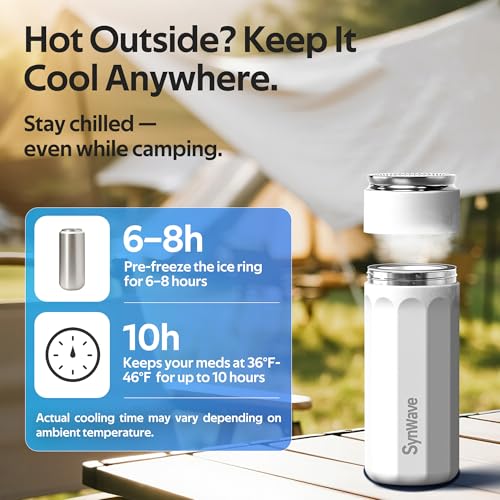 Image of Insulin Cooler Travel Case for 4 Pens,Medication Cooler for Travel with Temp Display&Ice Packs,Diabetic Insulin Case with Portable Cup Sleeves,Supports Mobile Power Cooling,TSA Approved(White)