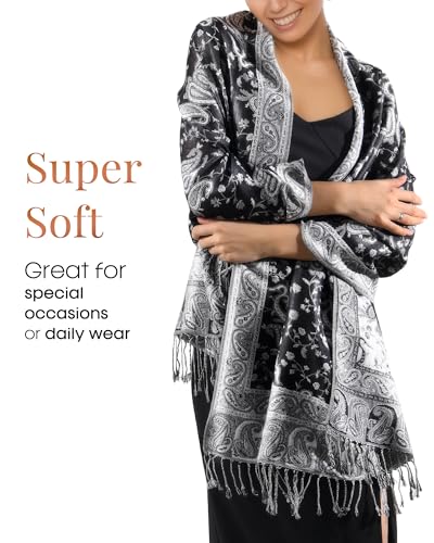FURTALK Reversible Paisley Pashmina Shawl Wraps for Women Soft Exotic Indian Rave Scarf for Evening Dress Festival Scarves3