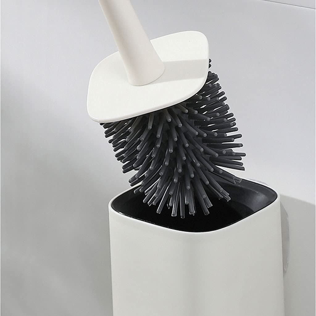 Diseño Clásico Cepillos de Inodoro Vertical y de Pared, cepillos de Inodoro de Mango Largo, cepillos de baño Modernos de diseño Minimalista (Blanco) Escobillas de Baño